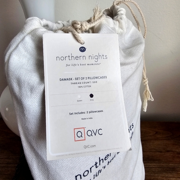 Northern Nights 500TC Damask Set Of 2 Luxury Blue King Pillowcases 100% Cotton - Picture 7 of 13